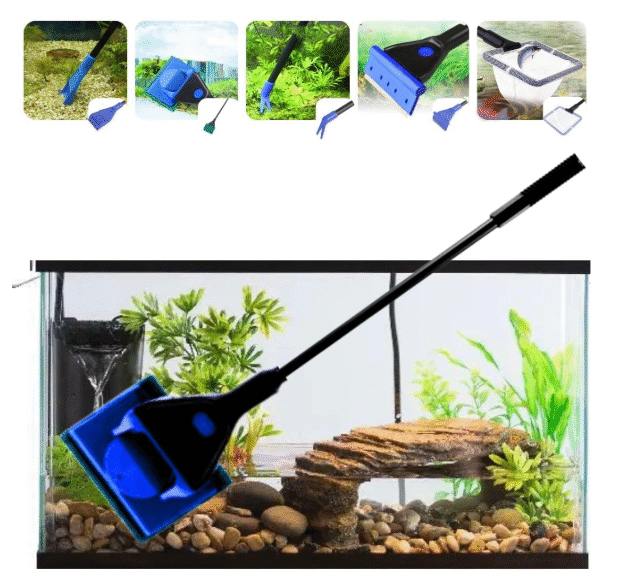 Aquarium Cleaning and Maintenance Kit – 5-in-1 with Fish Net & Algae Scraper