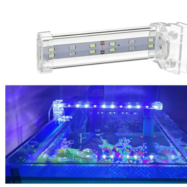 RS S10 Crystal Clip-On LED Aquarium Light – 4W Blue & White Lamp for Freshwater, Tropical, and Marine Fish Tanks – Promotes Plant Growth – Easy Clip Holder – Fits Up to 1 Ft Aquarium