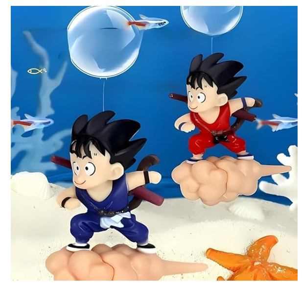 2 Pcs Floating Gugu Action Figures (Random Color) – Standing on Cloud Floating Figurines for Fish Tank Decoration & Landscaping Ornaments