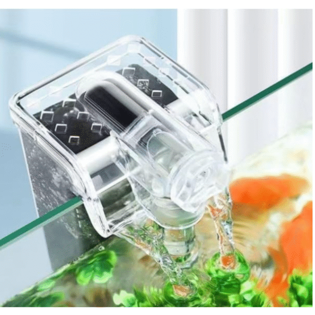 LY-609 | 3.5W | 380L/Hr | Suits Up to 2 Feet Tank Transparent External Fish Tank Hang On Filter, Biochemical Cotton Filtration & Adjustable Water Flow, Waterfall Design