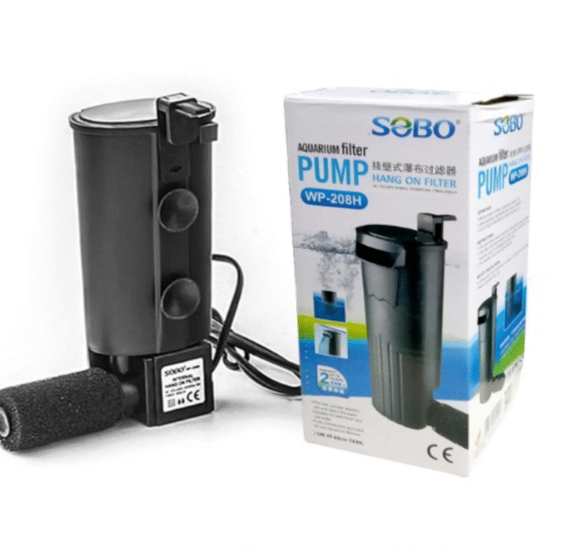 WP-208H Low Water Level Hanging Filter Pump – Quiet Waterfall Circulation for Turtle, Reptile, Frog, Shrimp, Betta Tanks (3-20 Gallon), Biochemical Purifier for TERRARIUMS & Aquariums