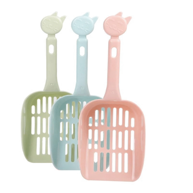 CAT Litter Scooper with DEEP Shovel | Sifter with Holder - Solid Handle Durable Plastic | Water-Resistant | Portable and HANGABLE Design - Pack of 1 (Multicolor)
