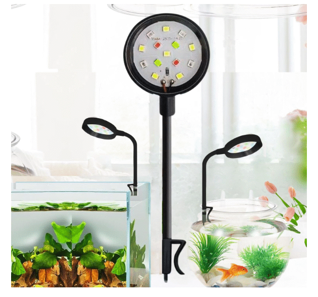 N-6 Aquarium Nano Light Mini Small Fish Tank Full Spectrum Adjustable Bowl Clip On Light 3W (Random Body Color) Suitable for Bowls & Small Size Tanks.