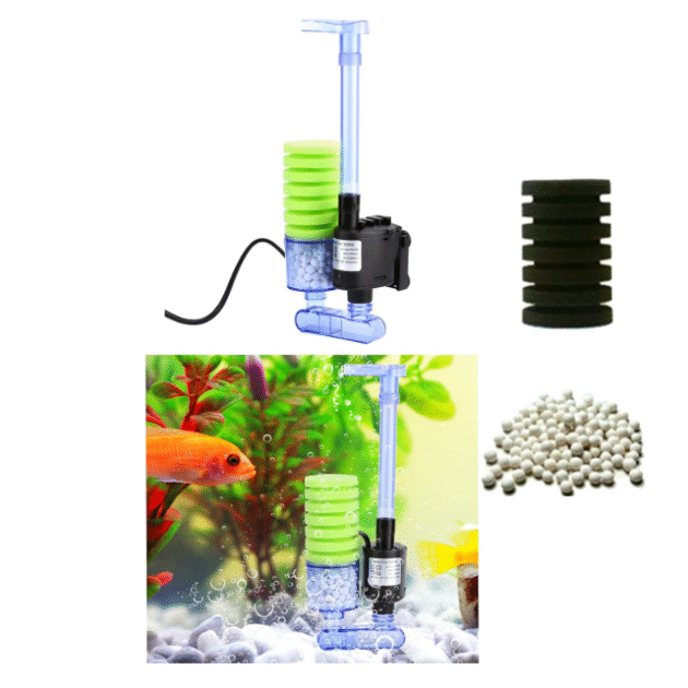 Xinyou Aquarium Green Sponge Filter With Pump And Bio Filter Media(Xy-2901|5W|450L/H|Single Vertical Sponge)