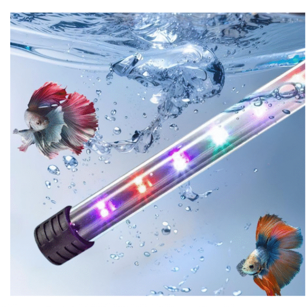 Quanlong (T4-1000B) Submersible Aquarium LED Light for Fish Tank 3.5-4 Feet (100-120CM) | WRGB Multi Colour with 3 Mode | Under Water LED Lamp with 80% Energy Saving (Length: 98.5CM/10W)