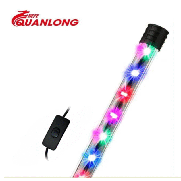 ANIMAUX Quanlong (T4-500B) Submersible Aquarium LED Light for Fish Tank 2 Feet (50-60CM) | WRGB Multi Colour with 3 Mode | Under Water LED Lamp with 80% Energy Saving (Length - 48.5CM/7W)