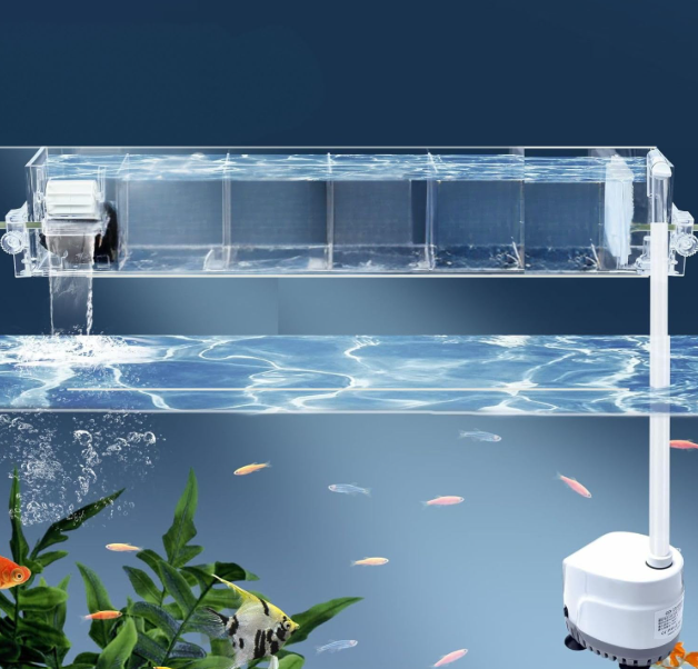 GD-19 | 5W | 300L/H Transparent Acrylic 6 Layer Top Sump Filter Box with Pump & Filter Pad