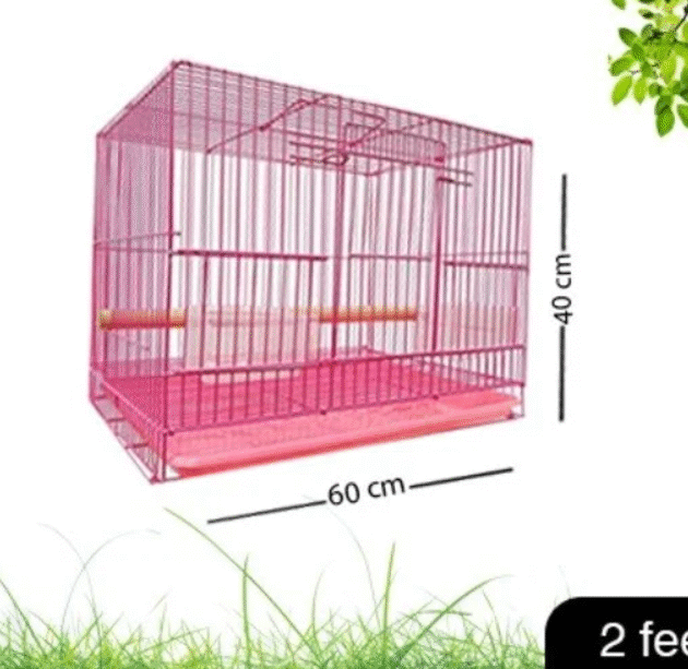 (2 FEET - 24 INCH) Pink Colour Best  Birds Cage for Budgies, Finches, Love Birds, Cocktails, Conures & All Small Birds
