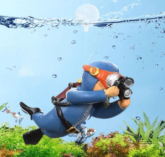 Animaux Piece (Blue) Floating Mini Cute Diver Aquarium Fish Tank Simulation Decoration Ornaments