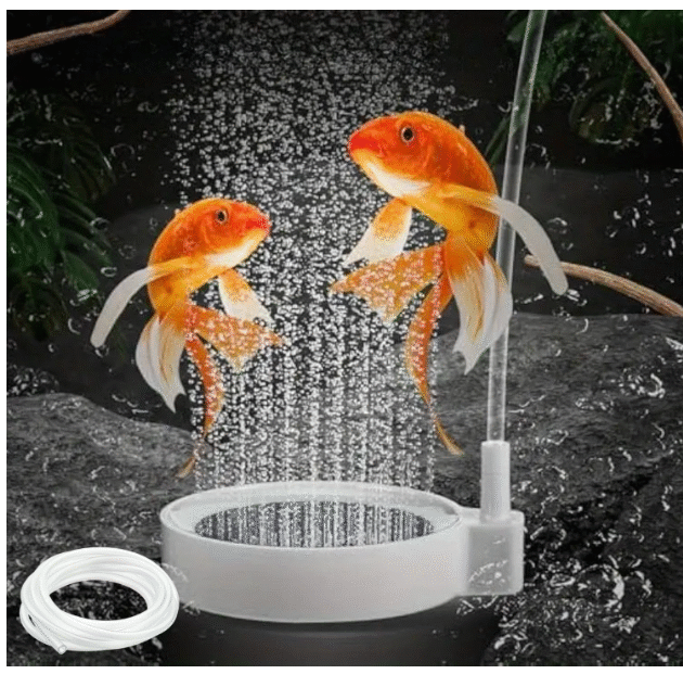 Animaux Aquarium 2 Inch (White) Disc Air Stone with 2m Tube – Fine Bubble Diffuser for Fish Tank (Pump Not Included)