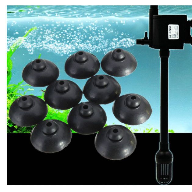 Animaux Black Soft Silicone Suction Cup Clip Sucker Holder for Aquarium Filter, Heater Aquarium Fish Tank (Pack of 10)